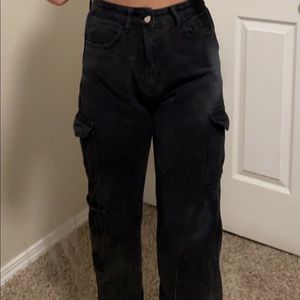 high waist loose fit cargo jeans